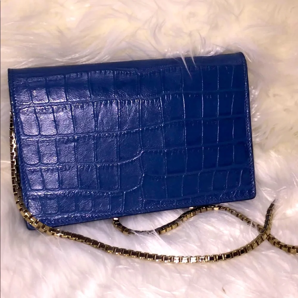 Balenciaga Blue Crocodile Embossed Leather Wallet on Chain Bag - Picture 2 of 11